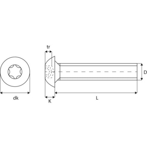 Vis métaux tête cylindrique bombée inox A2 entiérement filetée empreinte T30 6x30mm boîte de 200 pièces - ACTON