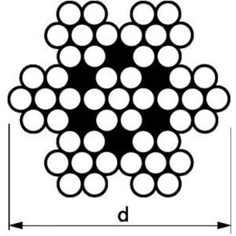 Mètre de Câble souple Diamètre 6 Inox A4 7X7 Charge de rupture 2000 kg (vendu au m)-10 pièces