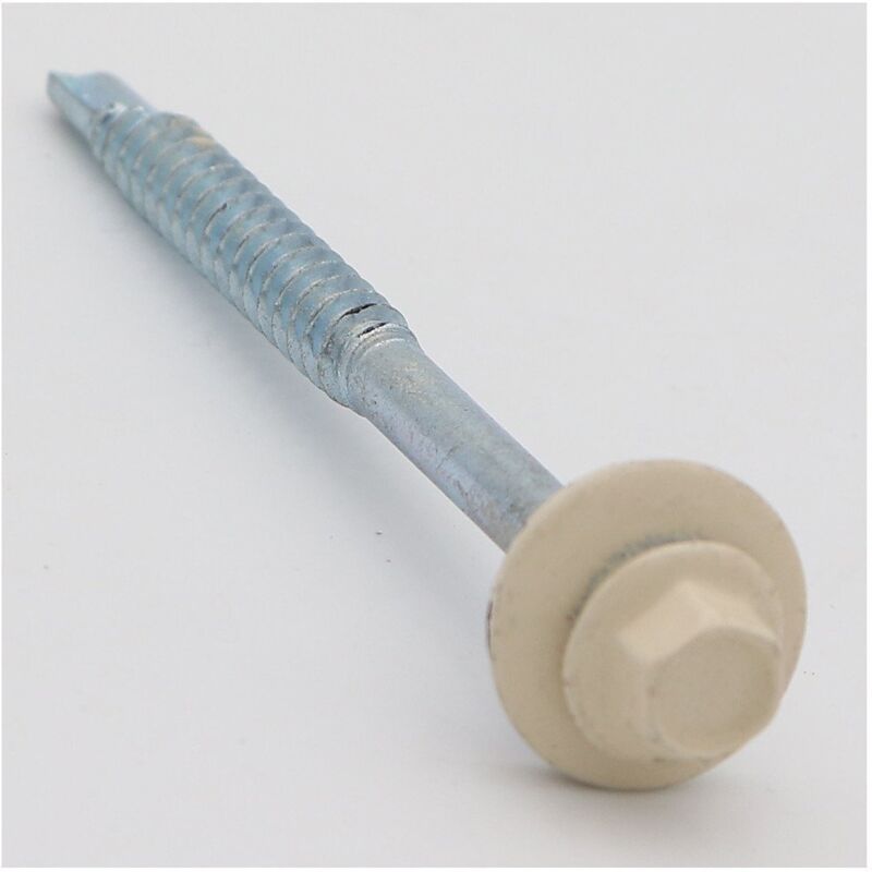 Vis autoperceuse Tête hexagonale th 6.2X80 Rondelle d'étanchéite avec joint néoprene epdm Acier zingué RAL1015-400 pièces