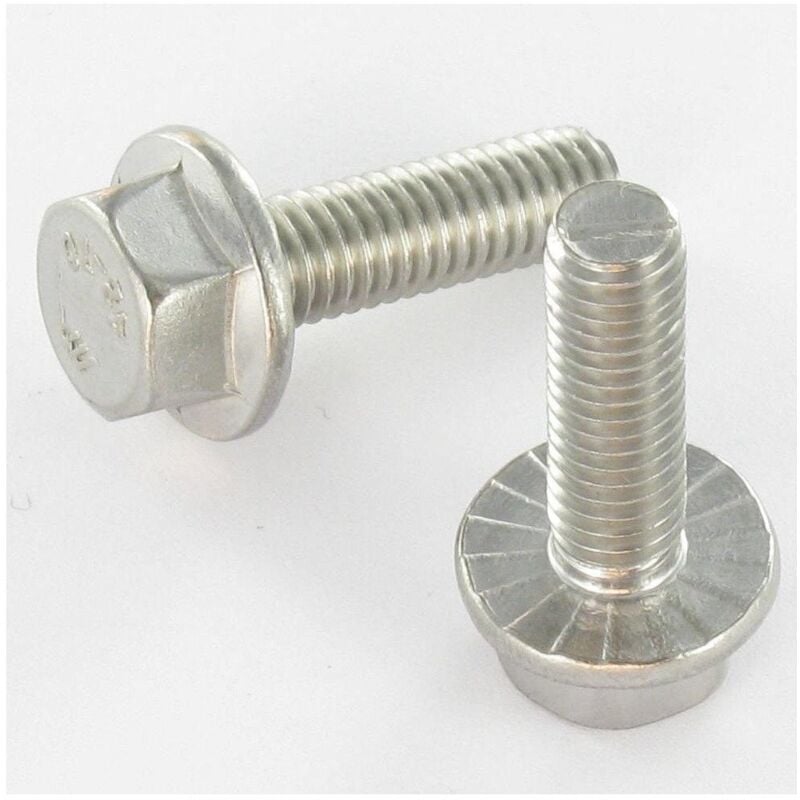 Vis métaux Tête hexagonale TH Embase collerette crantée M6X20 Inox A2-200 pièces