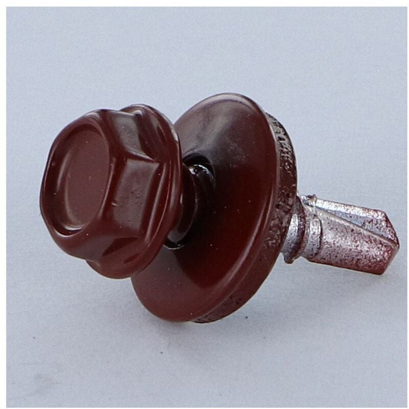Vis autoperceuse Tête hexagonale th 4.8X19 Rondelle d'étanchéite avec joint néoprene epdm Acier zingué RAL8012-16000 pièces