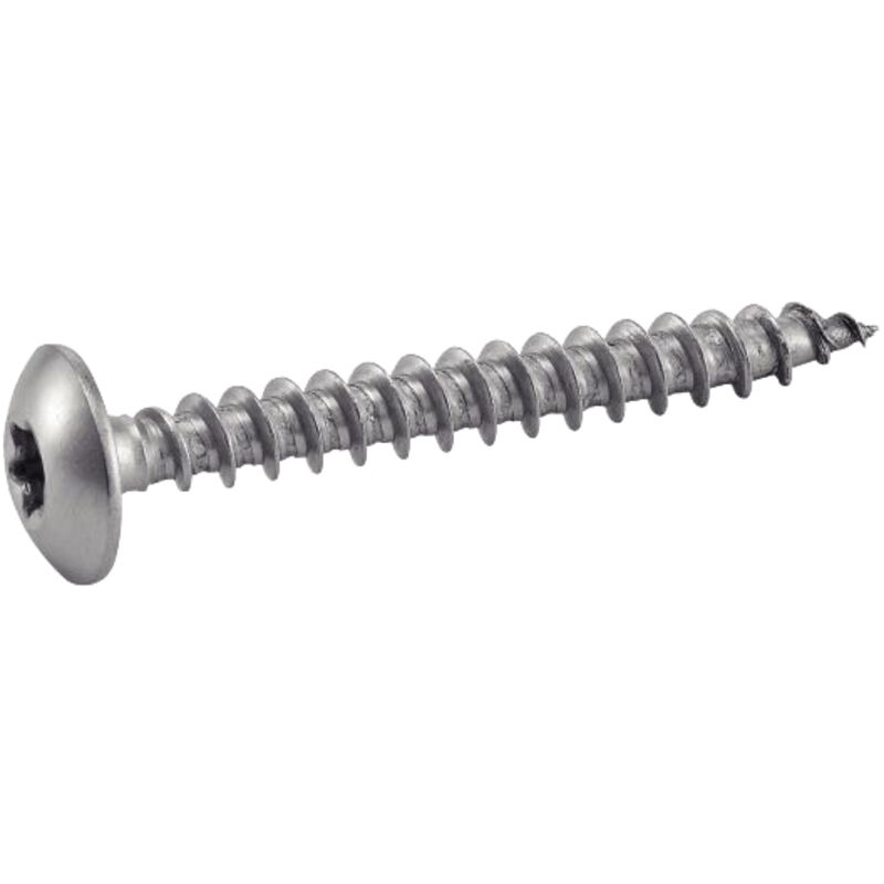 Vis à bois tête cylindrique large six lobes pour pentures - Inox A2 6x40 mm - Boîte de 100