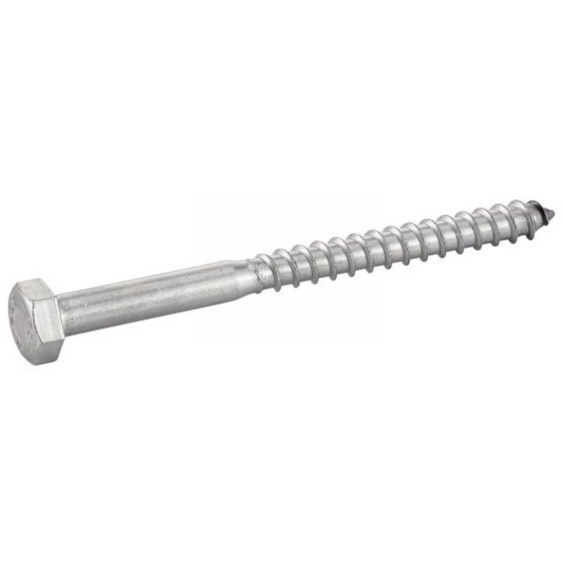 Vis à bois tête hexagonale inox A2, diamètre 6 mm, longueur 60 mm, boîte de 100 vis Acton