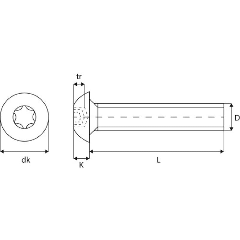 Vis métaux tête cylindrique bombée inox A2 entiérement filetée empreinte T30 6x30mm boîte de 200 pièces Acton