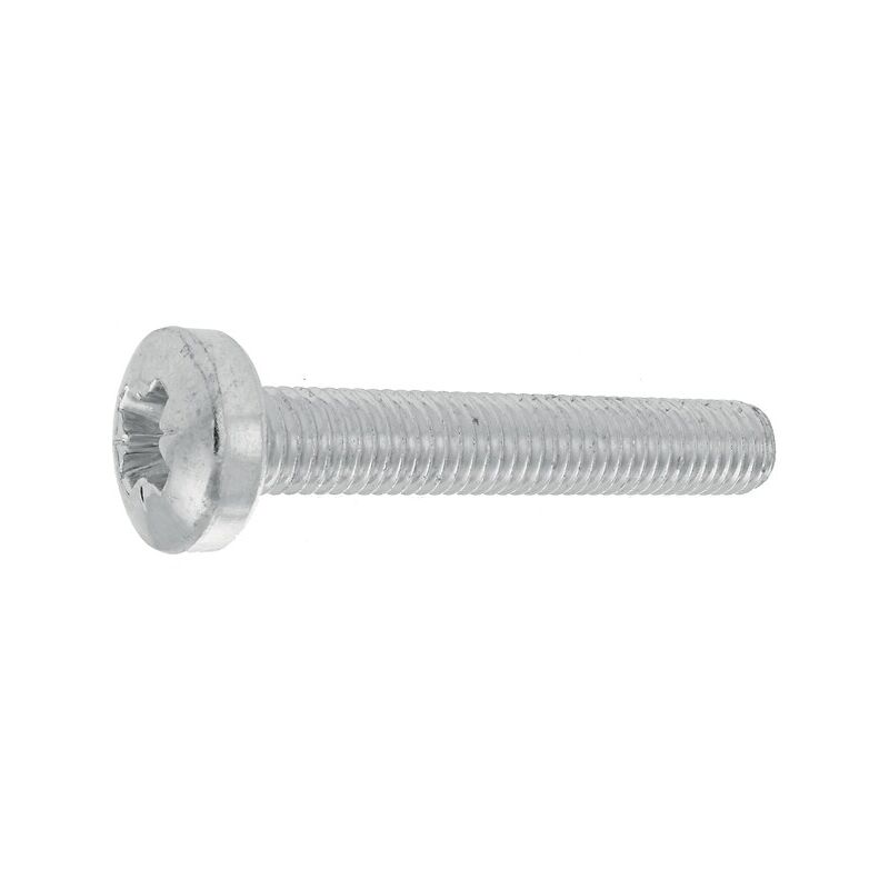 Vis à métaux tête cylindrique bombée large empreinte Pozidriv acier zingué blanc, filetage total, Ø6x20mm, 200 pièces