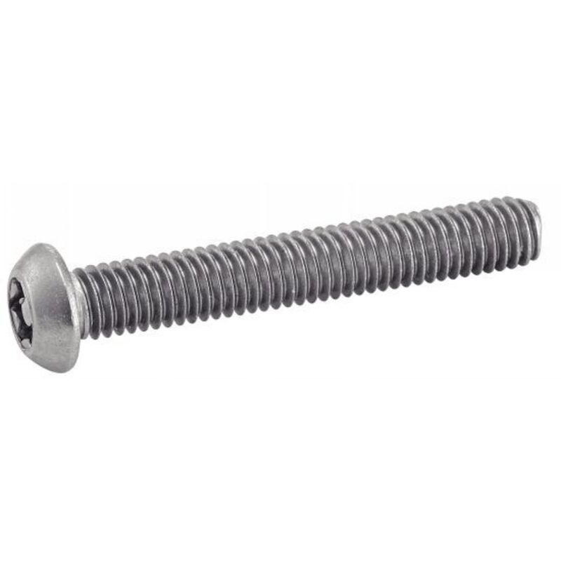 Vis à métaux tête bombée six lobes inviolable - Avec téton central - Inox A2 6x50 mm - Boîte de 100