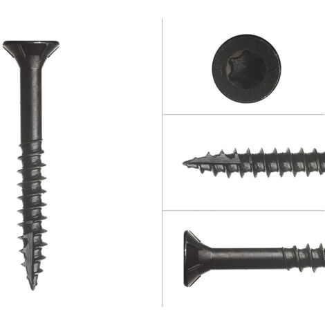 Vis noires galvanisées 6 x 50 mm Torx 25 avec pointe anti-fendage