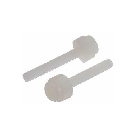 Vis nylon à tête moletée Rond moleté, M4/25mm, Nylon Brut ( Prix pour Sachet de 100 )