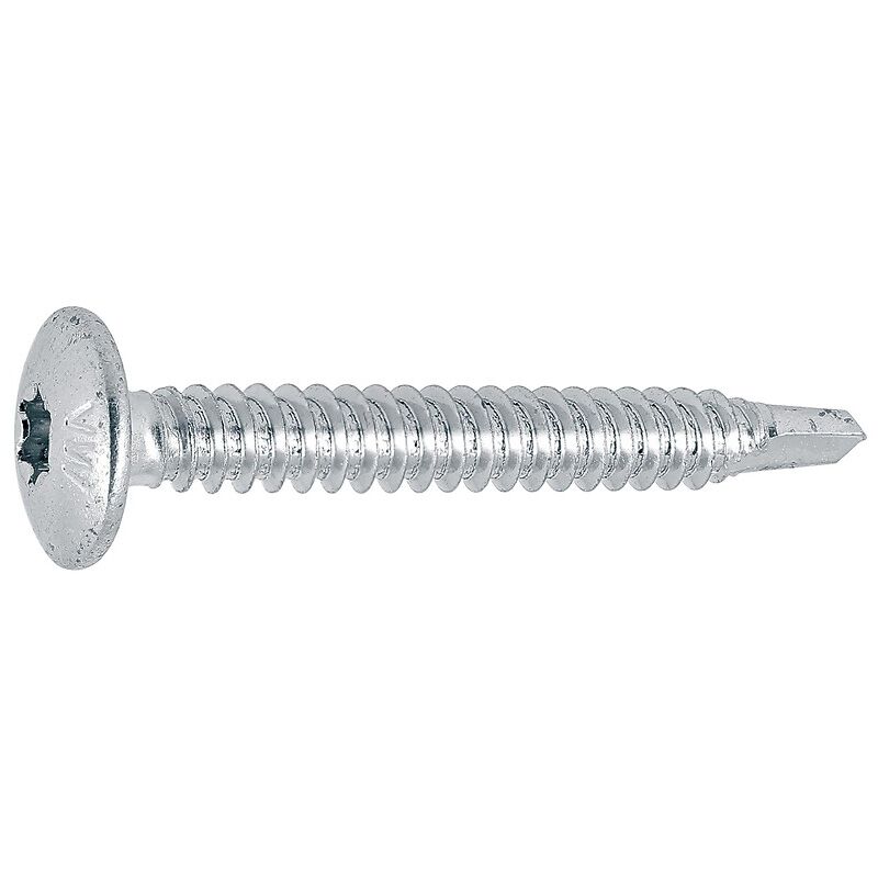 Vis penture autoperceuses tête ronde Torx acier zingué blanc entièrement filetées, ø 6,3 mm x l 38 mm, boîte de 250 Viswood