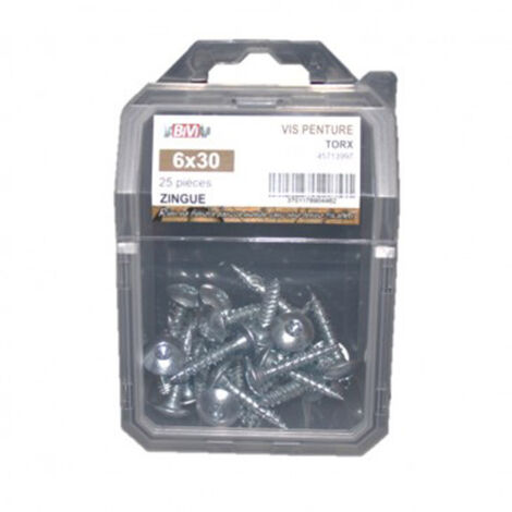 Vis penture Torx® Zingué bichromaté Coque de 25 pièces - 6 x 30 mm - BIVI