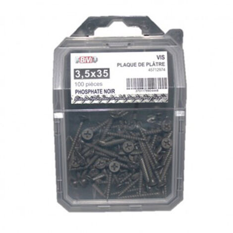 Vis plaque de plâtre tête trompette empreinte Phillips® Coque de 100 pièces - Diamètre 35 mm - BIVI