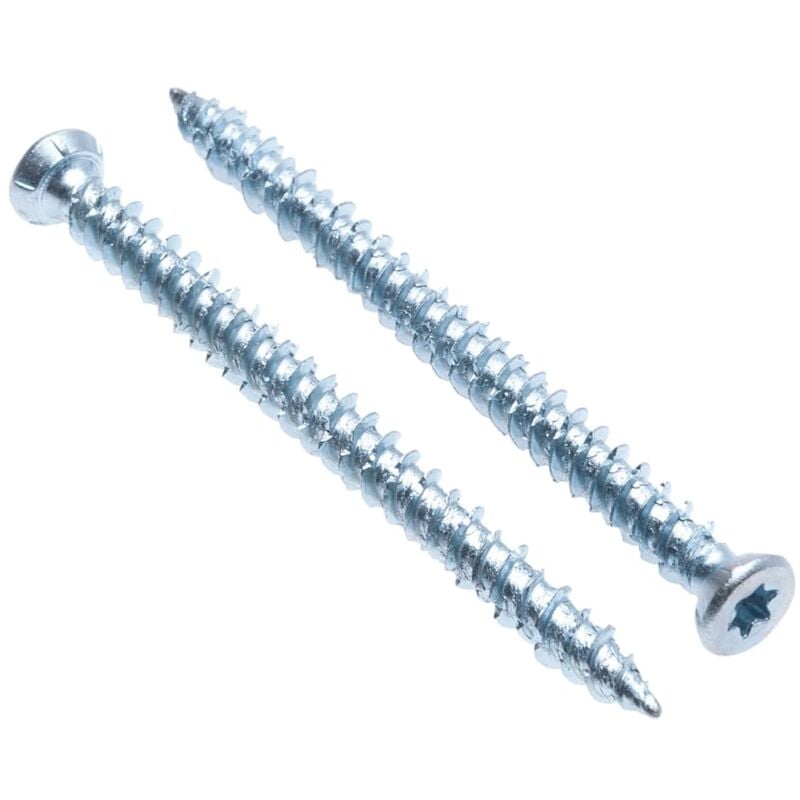 Beijiyi - Vis Pour Cadre en Béton Tête et Filetage Autotaraudeur en Acier Trempé Zingué Concrete Screws (Lot de 100) Taille 7.5mm x 72 mm
