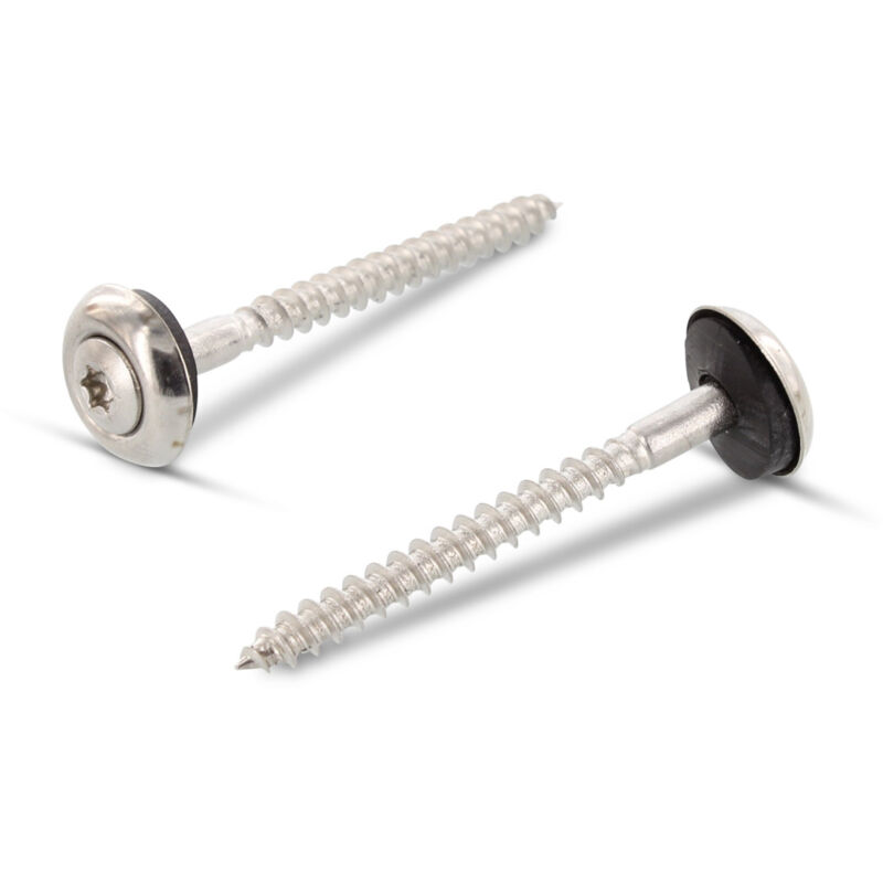 Vis pour faitage Tête fraisée bombée TFB TORX T20 Inox A2 4.5X150 Rondelle d"étanchéite avec joint néoprene EPDM-100 pièces