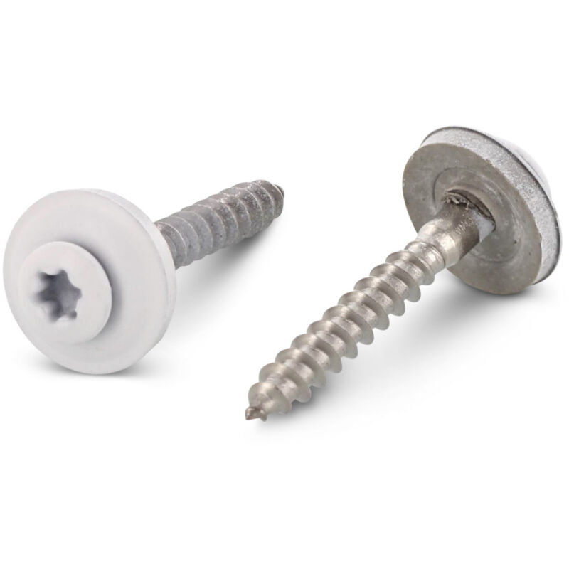 Vis faitage Tête fraisée bombée TFB TORX T20 Inox A2 RAL9010 blanc pur 4.5X120RD.EPDM-30 pièces