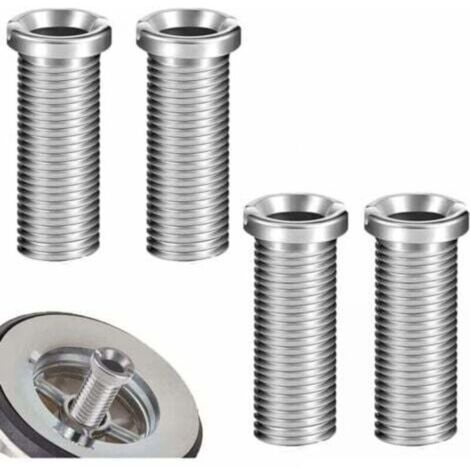 Vis pour panier d’évier en acier inoxydable 30 mm – Lot de 4 vis creuses argentées pour fixation cuisine et lavabo