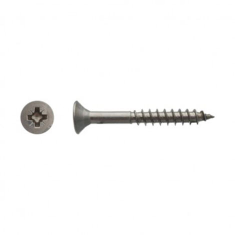Vis pour panneaux agglomérés tête fraisée Pozidriv® filetage partiel Inox A4 - 5 x 90 mm - BIVI