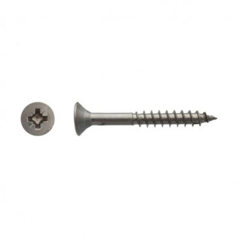 Vis pour panneaux agglomérés tête fraisée Pozidriv® filetage partiel Inox A4 - 6 x 100 mm- Vendu par 100