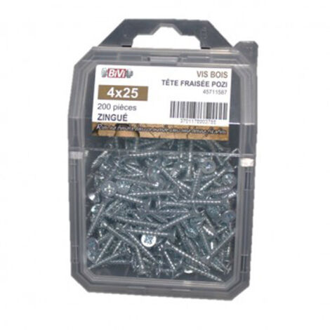 Vis pour panneaux agglomérés tête fraisée Pozidriv® Zingué Coque de 200 pièces - 3 x 15 mm - BIVI