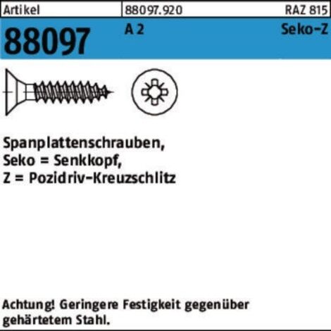Vis pour panneaux d'aggloméré R 88097 Seko PZ 3x 25-Z A 2 1000 pièces