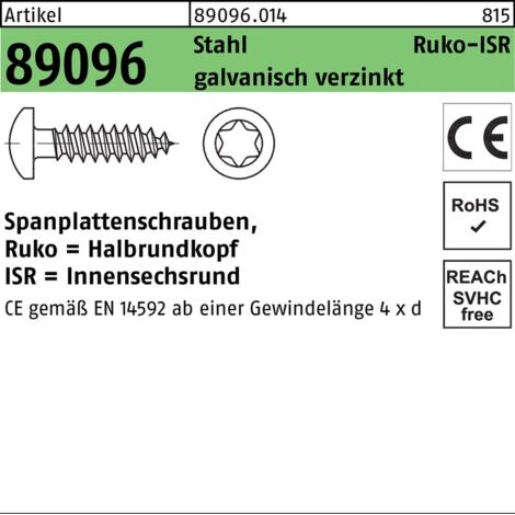 Vis pour panneaux d'aggloméré R 89096 HAKO ISR 4x16-T20 acier galv.zingué 1000p.