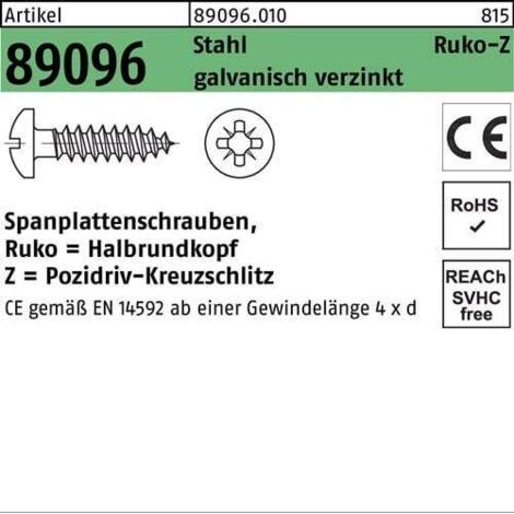 Vis pour panneaux d'aggloméré R 89096 HAKO PZ 6x30-Z acier galv.zingué 500p.