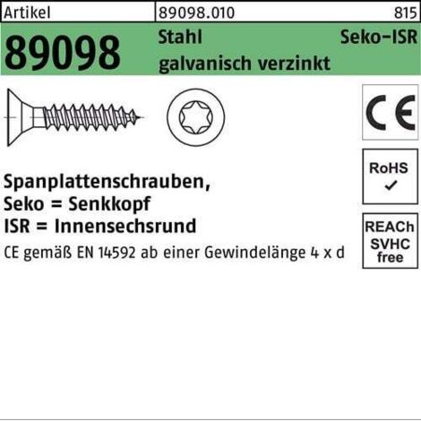 Vis pour panneaux d'aggloméré R 89098 SEKO ISR VG 3,5x20-T15 acier galv.zingué 1000p.