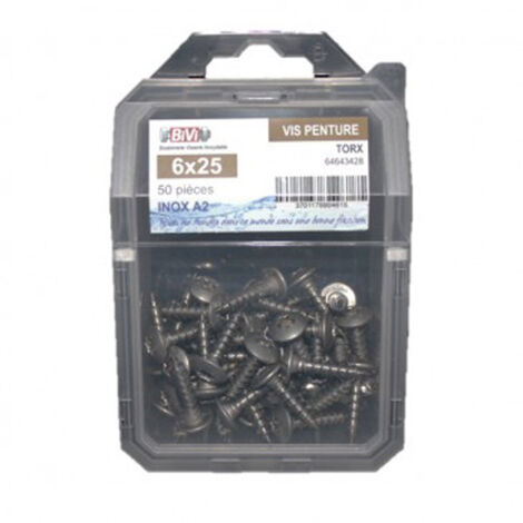 Vis pour penture Torx® Inox A2 Coque de 50 pièces - 6 x 25 mm - BIVI