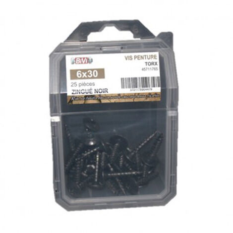 Vis pour penture Torx® Zingué noir Coque de 25 pièces - 6 x 40 mm - BIVI