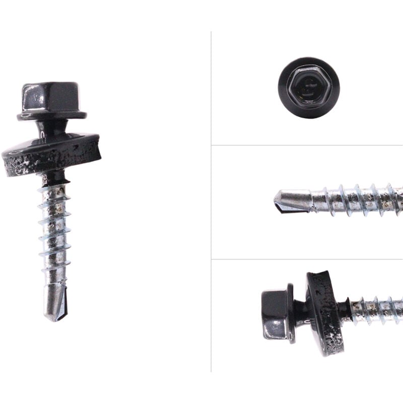 Vis pour tôle imitation tuile Galvanisé Anthracite R7016 4.8 x 28