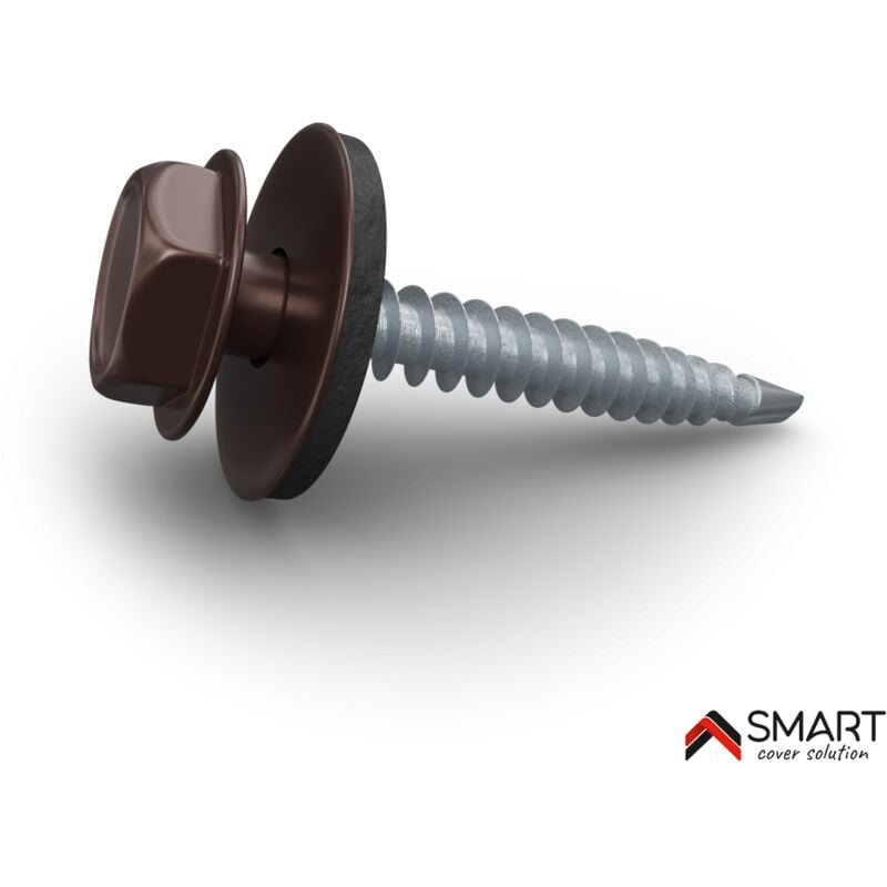 Vis auto perceuse - bac acier - tôle de couverture - Toiture - 4.8x35mm, 250 pcs, Brun Chocolat ral 8017