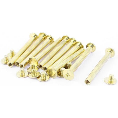 Vis Reliure pour 5mm Trou Dia Femelle M5x45mm Rivet Reliure Laitonné Boulon Attache Pour Cuir Ceinture Boucle 10 Ensembles Ternel