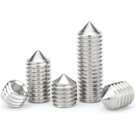 Vis Sans Tête Coniques M6 Vis Sans Tête Hexagonales en Acier Inoxydable Fixations Allen Vis Pointeau M6×20mm,20 pcs
