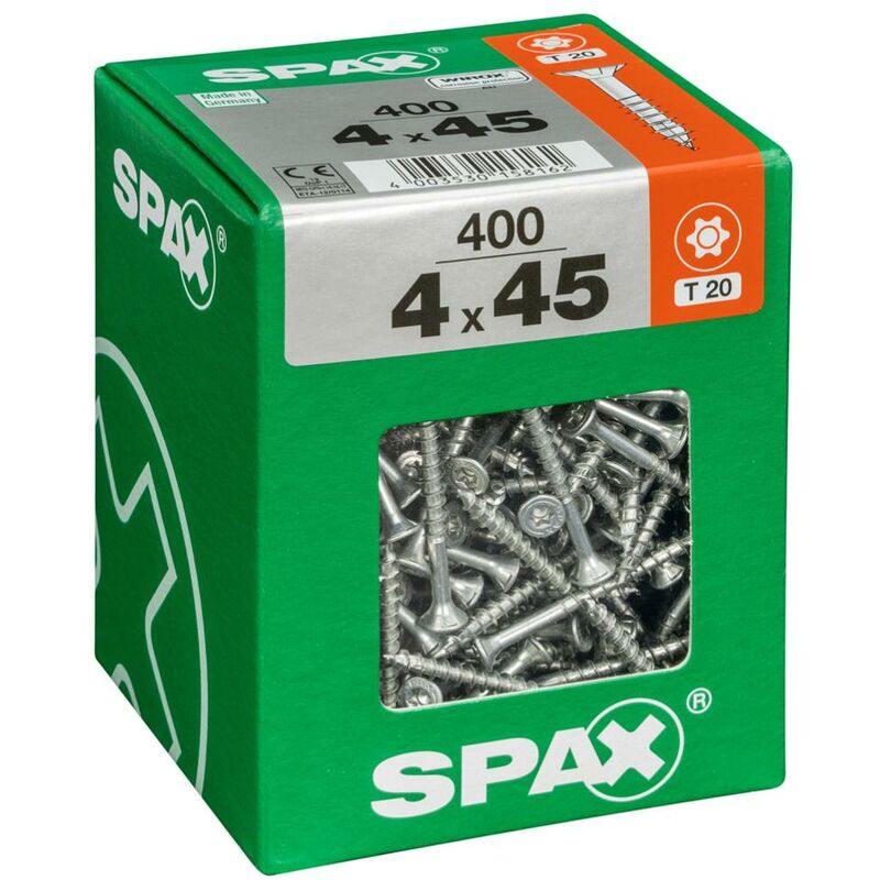 Lot de 400 vis acier tête fraisée torx Diam.4 mm x L.45 mm - Spax