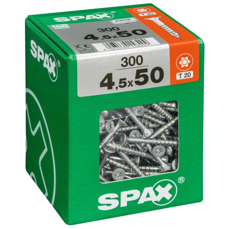 Lot de 300 vis acier tęte fraisée torx Spax Diam.4.5 mm x L.50 mm