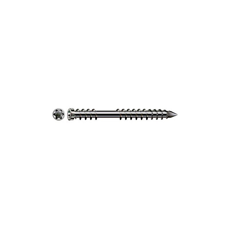 Vis pour terrasse, filetage de fixation, tête cylindrique, t-star plus, pointe cut, acier inoxydable A2 - Spax