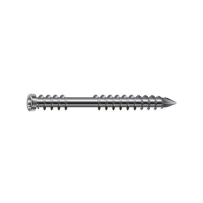 Vis terrasse bois exotique Double filetage Tête cylindrique réduite Torx® t-star plus T25 Pointe cut Inox A4 - 6 x 60 mm Spax