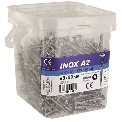 Vis Terrasse Inox A2 5x50mm - 500 Pièces  - Vynex