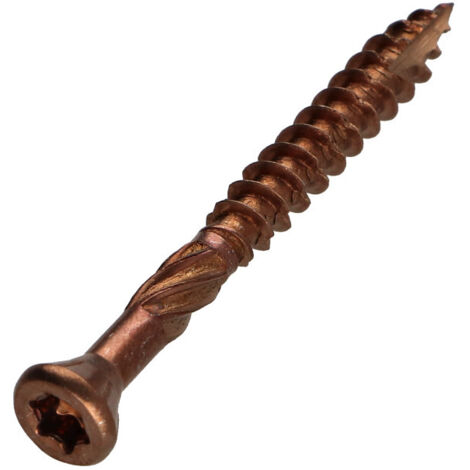 Vis terrasse TEKOR Tête fraisée bombée TFB TORX T25 5X50 Pointe antifendage type 17 Inox A4 Brun-10 pièces