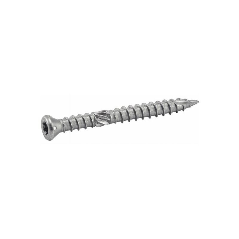 Vis terrasse tête fraisée réduite six lobes - Double filet - Inox A2 6x70 mm - Boîte de 100