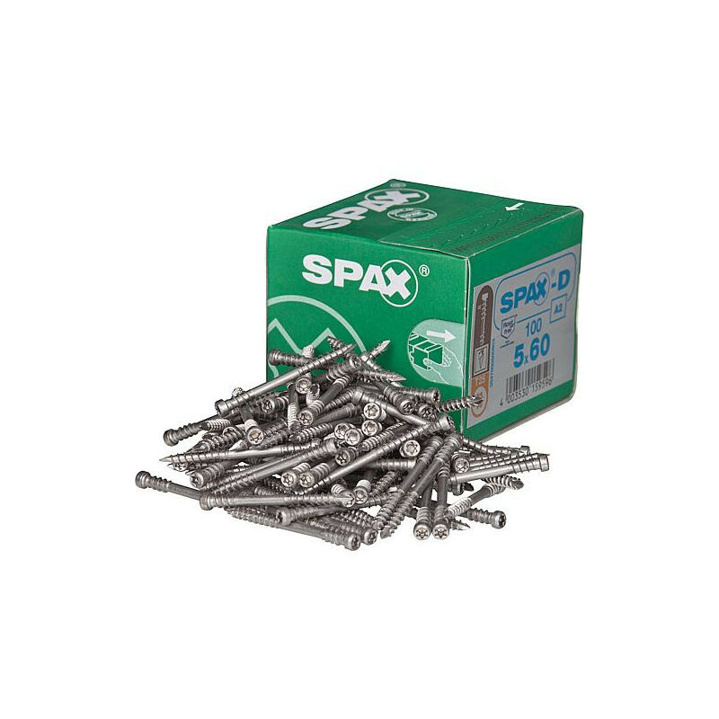 Vis tete cylindrique Spax inox A2 filetage de fixation t-star Plus Diam 5,0 x 60 mm, 100 pcs