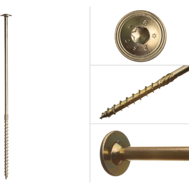 Vis tête disque galvanisée jaune 6.0 x 280 mm Torx - Boîte 50