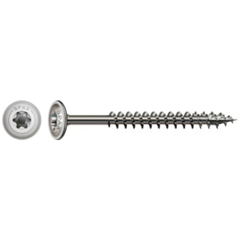 Vis charpente tête disque Inox A2 8X160 Filetée sur 80 torx T45-10 pièces - Spax
