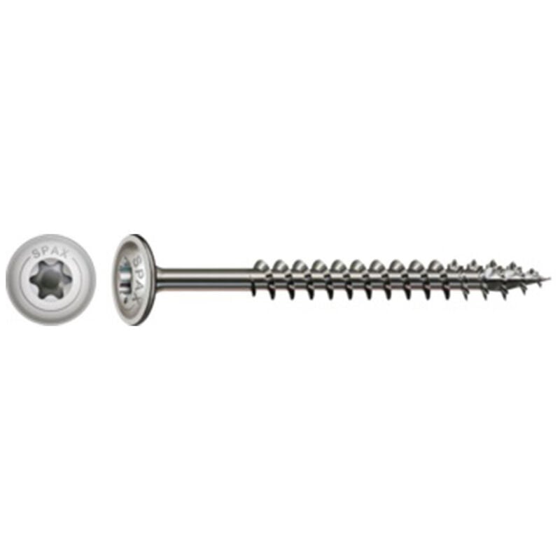 Vis charpente tête disque Inox A2 8X80 Filetage total torx T40-30 pièces - Spax
