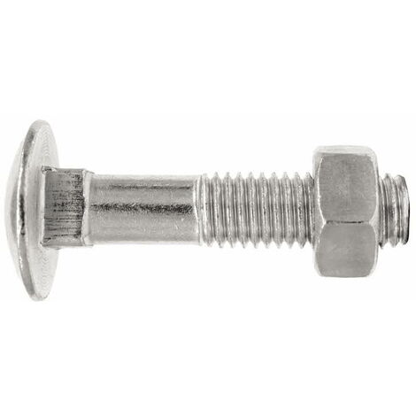 Vis tête ronde collet carré et écrou hexagonal - Zinguée M6 x 35 - Boite de 200