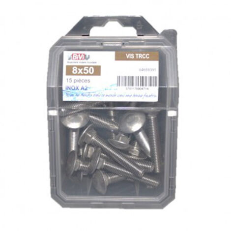 Vis tête ronde collet carré (TRCC) Inox A2 - Coque de 30 pièces - 6 x 60 mm- Vendu par 4