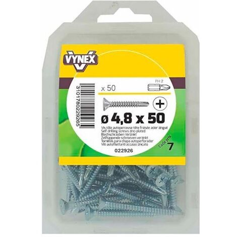 Vis tôle autoperceuse tête fraisée cruci acier zingué Ø 4,8 x L 50 mm - Paquet de 50 - Maxiburo