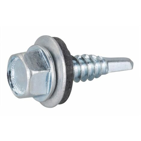 Vis tôle - Rifix - Autoperceuse - Tête hexagonale - Avec rondelle et joint néoprène - Acier zingué - 6,3 x 25 mm - Boîte de 100