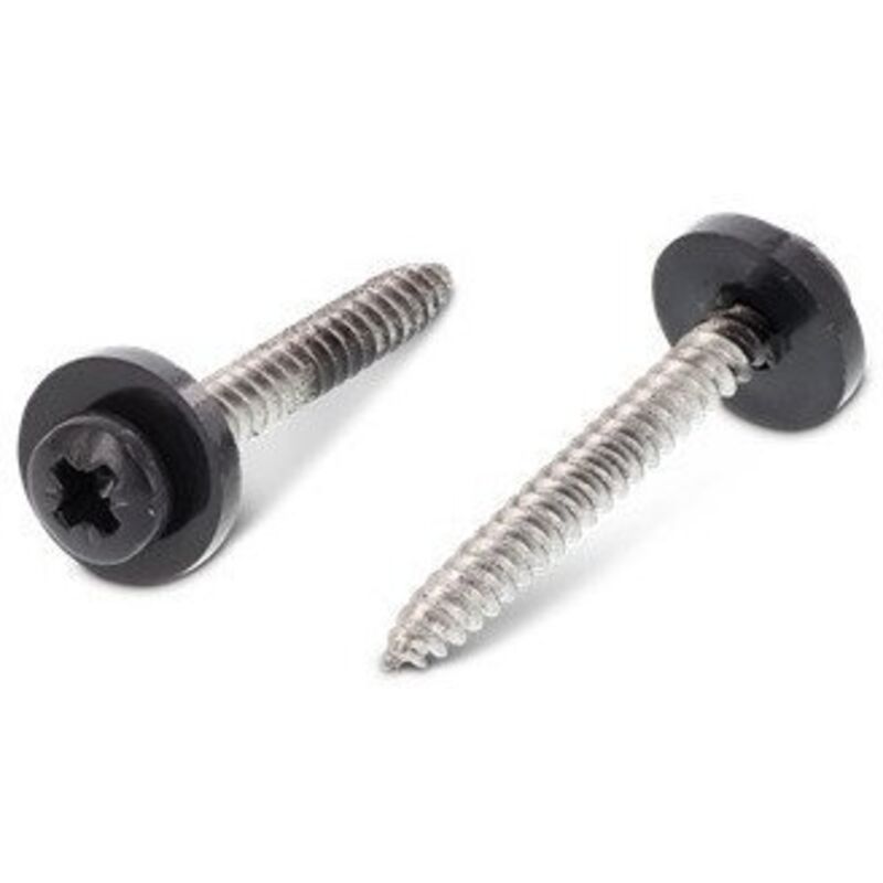 Vis tôle Tête cylindrique tc Pozi 2 + Rondelle Nylon 3.9X25 Inox A2 RAL7016 gris anthracire-200 pièces