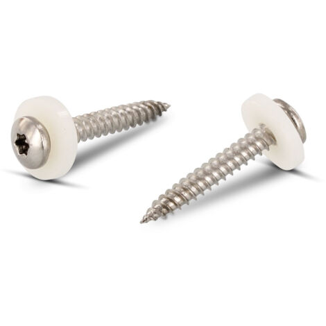 Vis tôle Tête cylindrique TC TORX T15 + Rondelle Nylon 3.9X16 Inox A2 Naturel-30 pièces