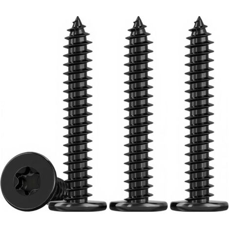 Vis Torx M5 Mince Autotaraudeuses à Tête Plate Noir 50 Pièces Vis A Bois En Inox 304, EntièRement Fileté, M5x40mm